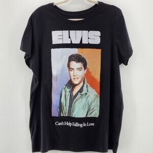 Elvis Presley T-Shirt 3X Black Graphic Tee “Can’t Help Falling In Love” Unisex